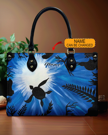 Turlte In Ocean Leather Handbag