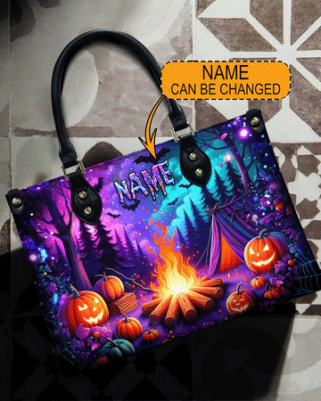 Glowing Campfire Halloween Leather Handbag