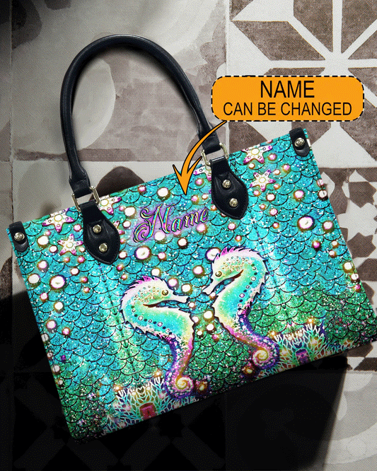 Glowing Seahorse Leather Handbag