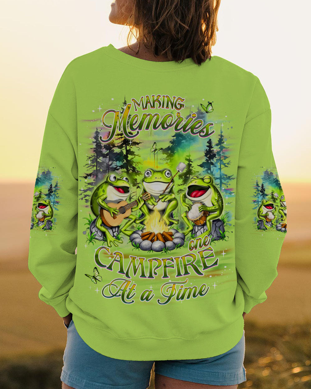 MAKING MEMORIES ONE CAMPFIRE AT A TIME FROG ALL OVER PRINT - YHDU2612241