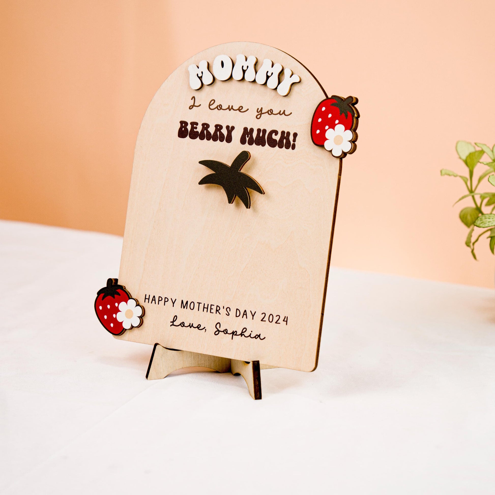 Mom Signs with Kids Names, Personalized DIY Mother's Day Handprint Wooden Sign, DIY Gift for Mum, Mother's Day Sign, Mom Gift from Kids