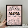 Custom Family Name Sign, Personalized Gift for Mom & Grandma, Wooden Farmhouse Decor, Mama’s Flower Garden, Rustic Wooden Decor