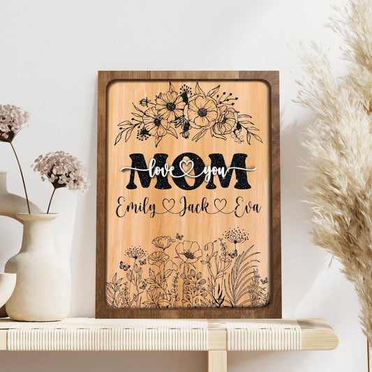 Custom Family Name Sign, Personalized Gift for Mom & Grandma, Wooden Farmhouse Decor, Mama’s Flower Garden, Rustic Wooden Decor