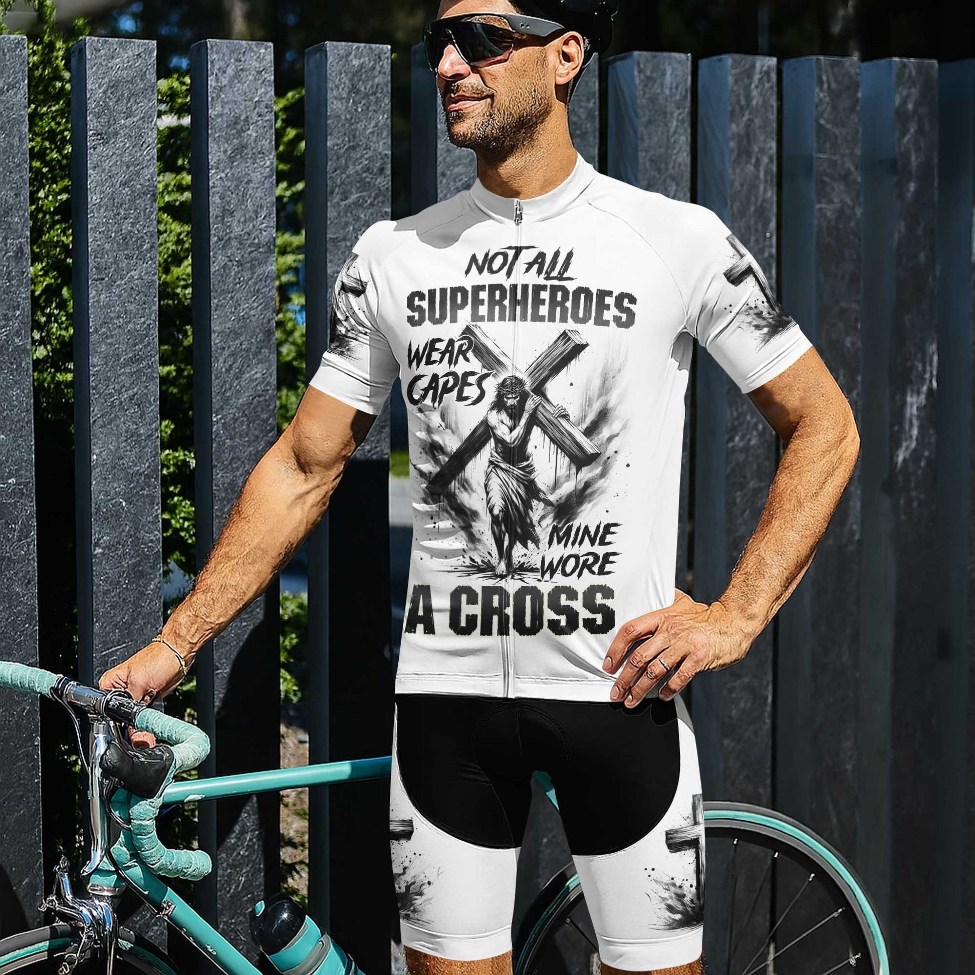 Jesus Cross Men's Cycling Jersey Set, Road Bike Cycling Kit for Men, Biking Outfit, Bicycle Suit, Team Racing Uniform
