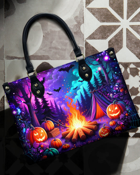 Glowing Campfire Halloween Leather Handbag