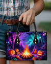 Glowing Campfire Halloween Leather Handbag