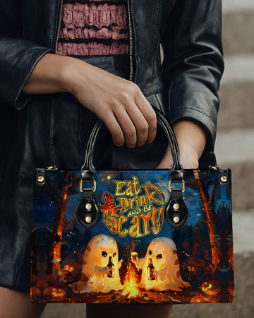 Eat Drink And Be Scary Halloween Leather Handbag