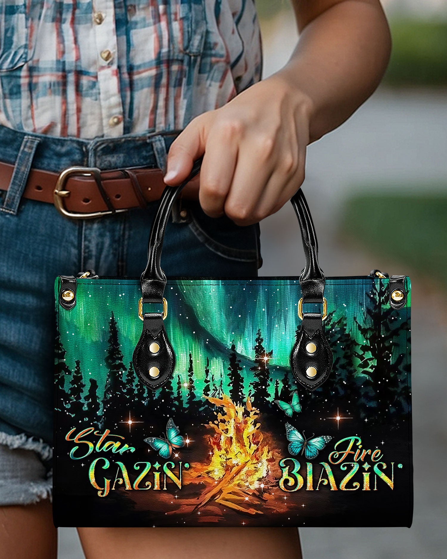 Bigcrowns STAR GAZIN' FIRE BLAZIN' LEATHER HANDBAG YHDU0306244