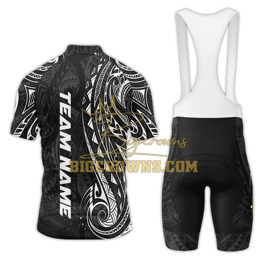 BigCrowns |  Maori Style White Sleeve Custom Name Cycling Kit