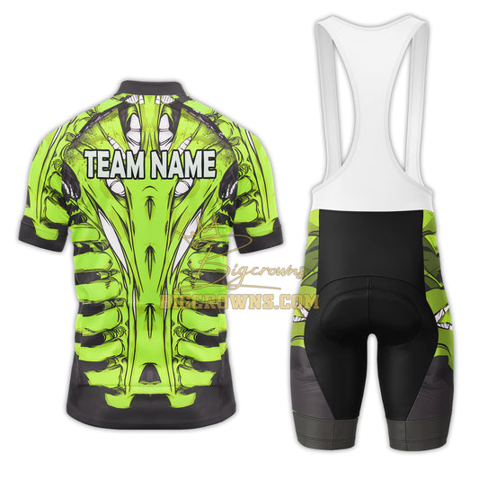 BigCrowns |  Skeleton Body Green Sleeve Custom Name Cycling Kit