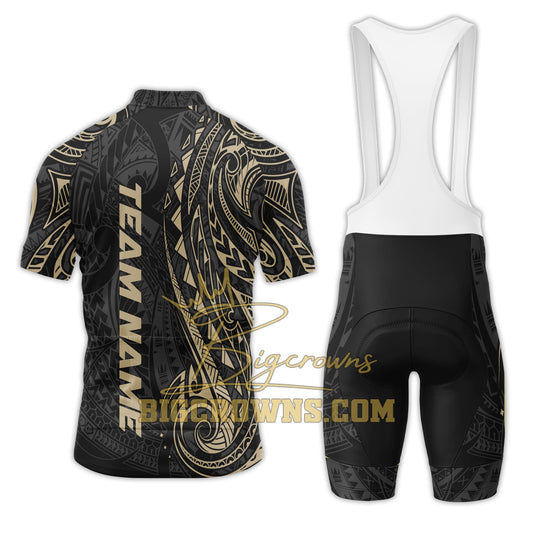 BigCrowns |  Maori Style Brown Sleeve Custom Name Cycling Kit