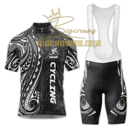 BigCrowns |  Maori Style White Sleeve Custom Name Cycling Kit