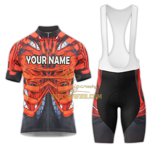BigCrowns |  Skeleton Body Red Sleeve Custom Name Cycling Kit