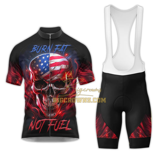 BigCrowns |  Burn Fat Not Fuel American Skull Sleeve Cycling Kit