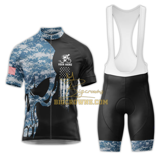 BigCrowns |  Navy Skull Sleeve Custom Name Cycling Kit