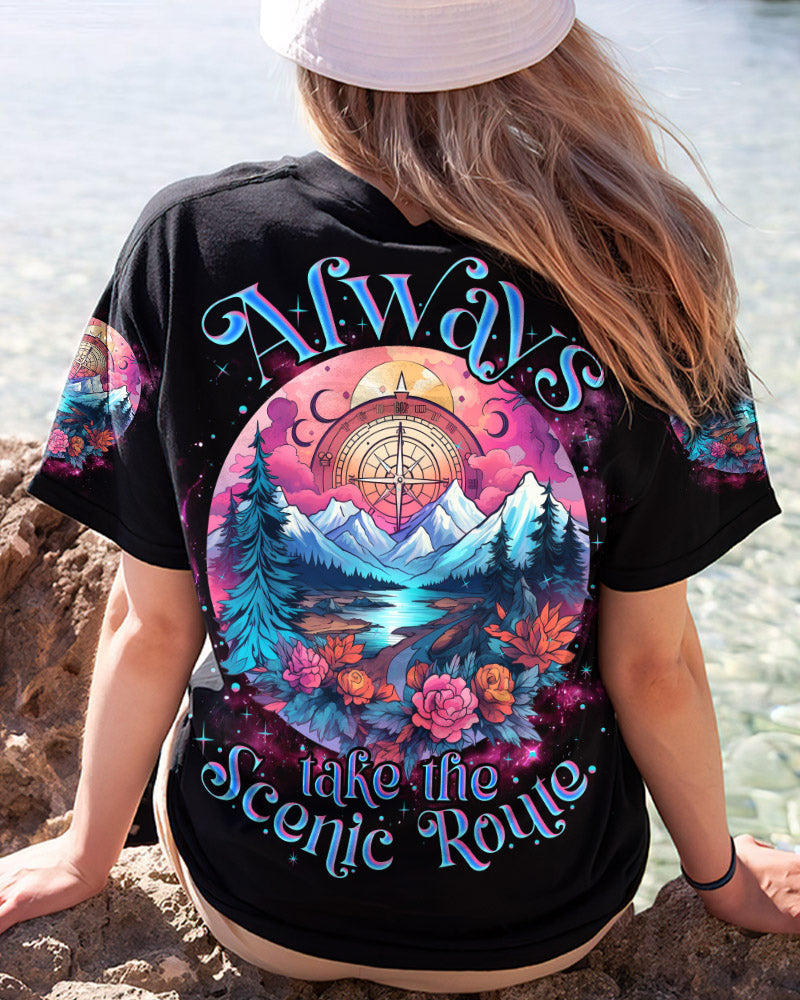 ALWAYS TAKE THE SCENIC ROUTE COMPASS ALL OVER PRINT - TLNZ2306233