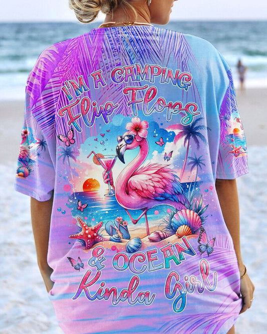 CAMPING FLIP FLOPS OCEAN KINDA GIRL FLAMINGO ALL OVER PRINT - TLNZ0602242