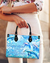 Happiness Comes In Salty Water Dolphin Leather Handbag