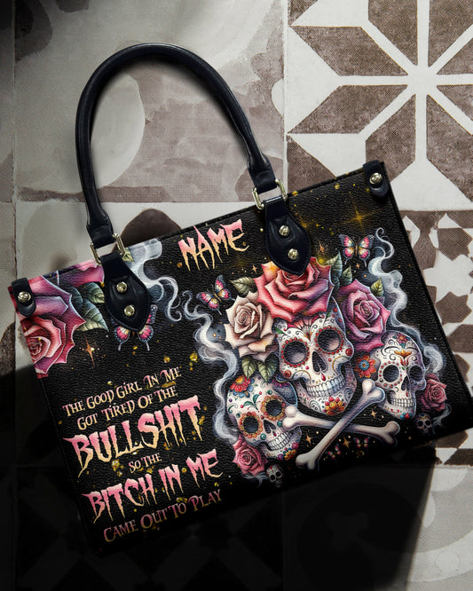 THE GOOD GIRL IN ME BONES SUGAR SKULL LEATHER HANDBAG - TLNZ2203241