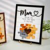 Mom Puzzle Sign With Holder, Mother's Day Gift From Kids, You Are The Piece That Holds Us Together, Personalized Unique Engraved Wood Sign