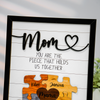 Mom Puzzle Sign With Holder, Mother's Day Gift From Kids, You Are The Piece That Holds Us Together, Personalized Unique Engraved Wood Sign