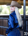 NAVY SATIN PERFORMANCE RODEO SHIRT