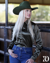 OLIVE SATIN PERFORMANCE RODEO SHIRT