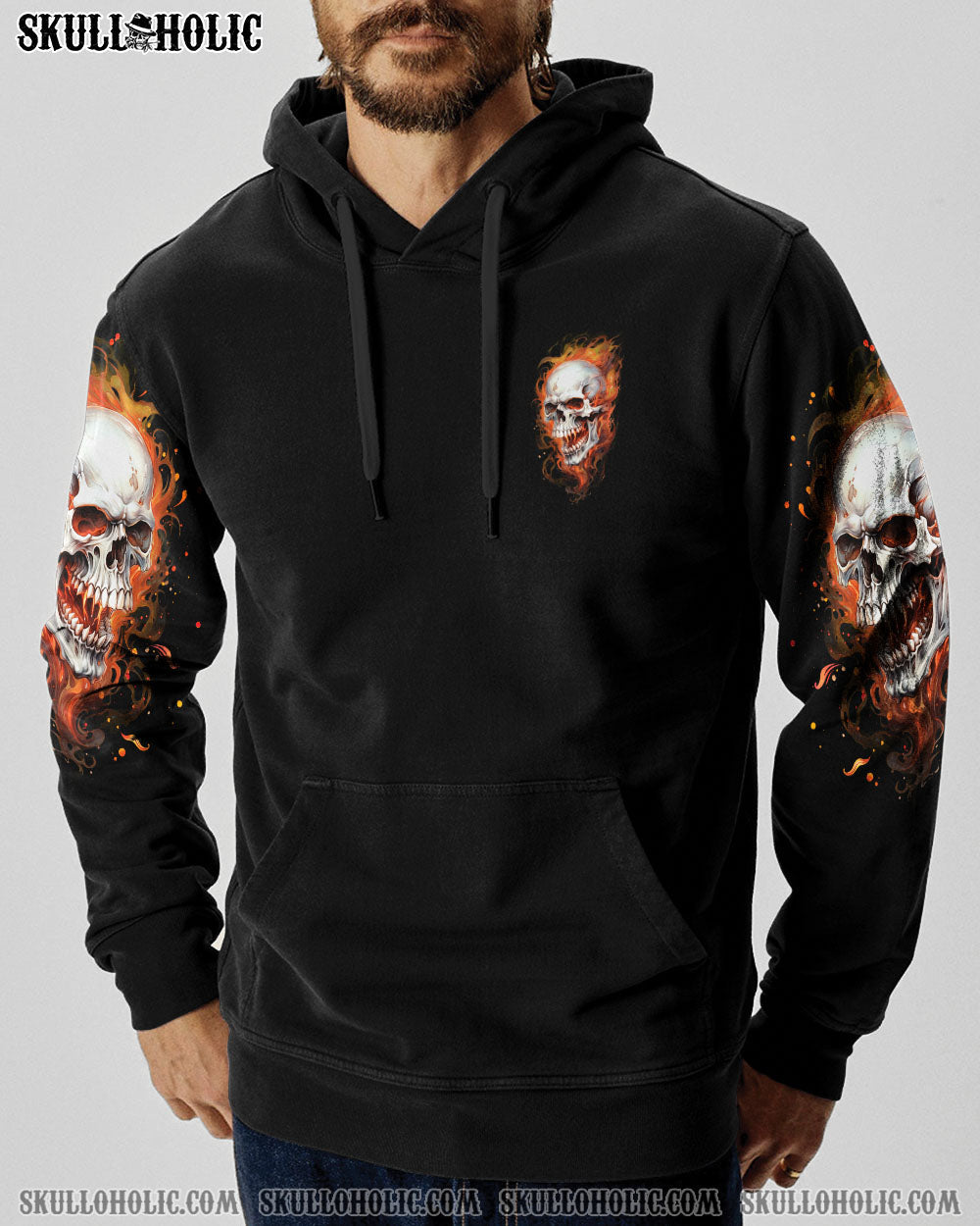 I'M NEVER ALONE SKULL FIRE BLACK ALL OVER PRINT - TLNO0402254
