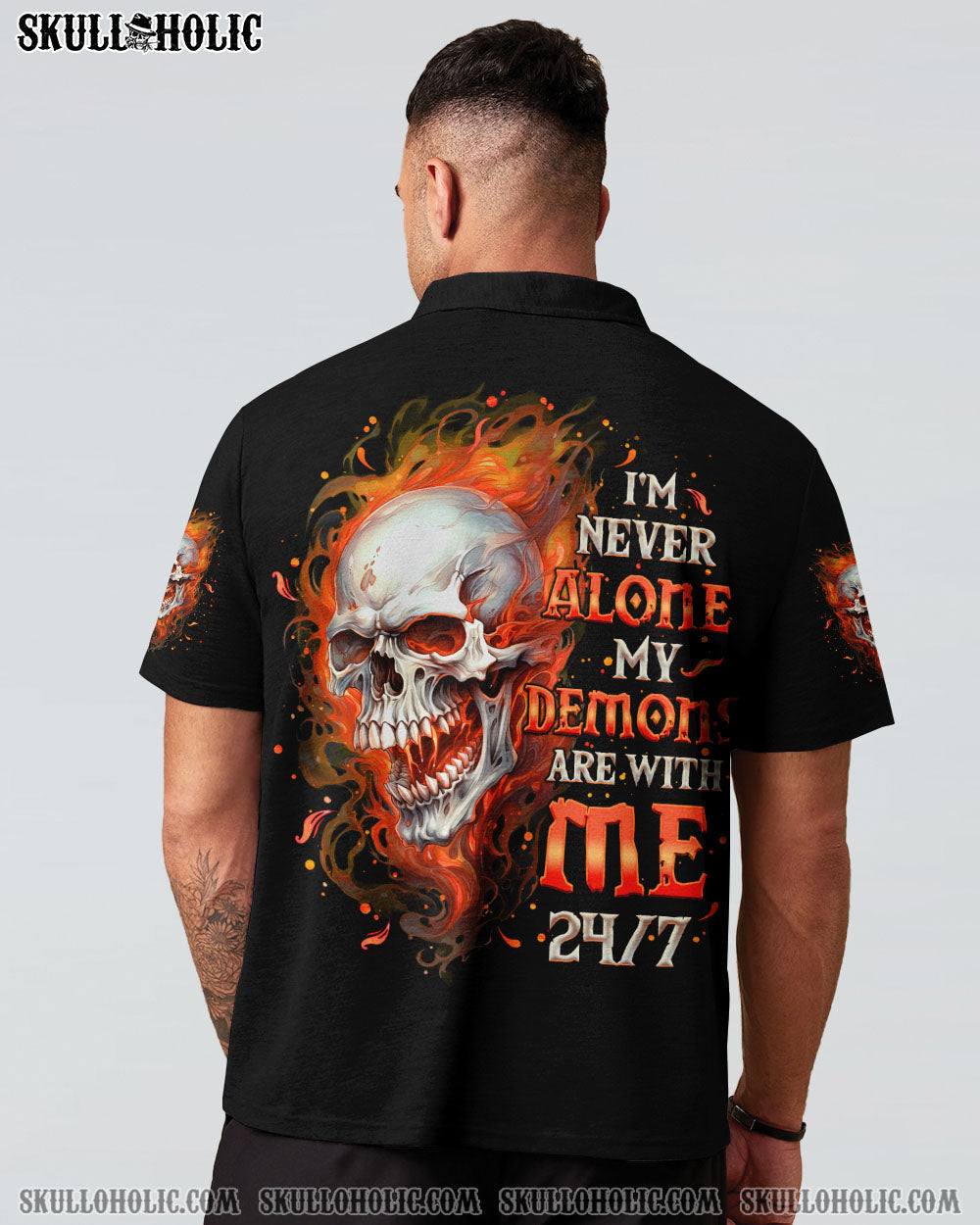 I'M NEVER ALONE SKULL FIRE BLACK ALL OVER PRINT - TLNO0402254