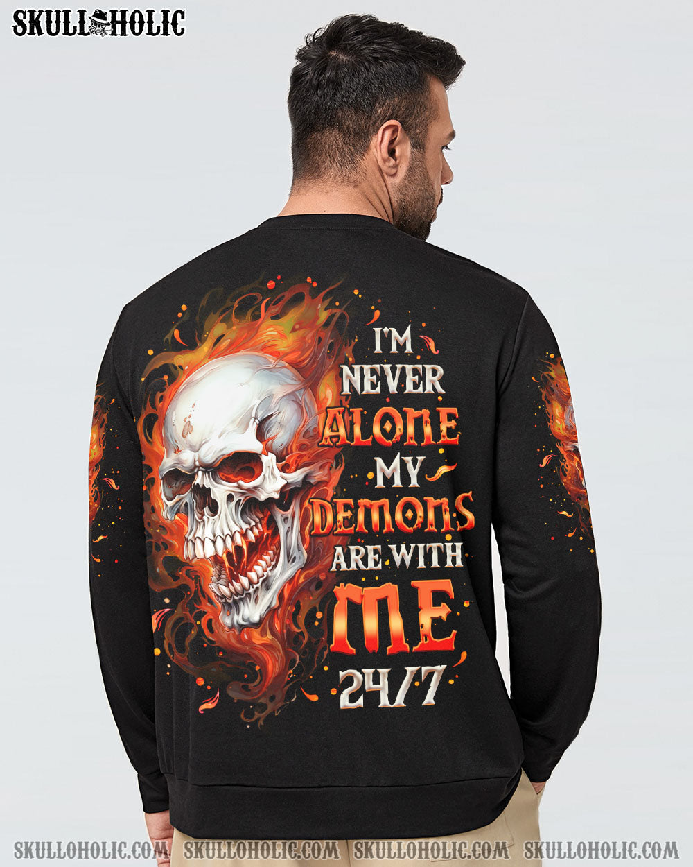 I'M NEVER ALONE SKULL FIRE BLACK ALL OVER PRINT - TLNO0402254