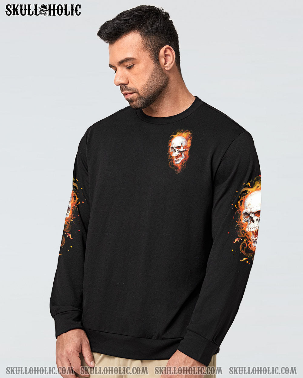 I'M NEVER ALONE SKULL FIRE BLACK ALL OVER PRINT - TLNO0402254
