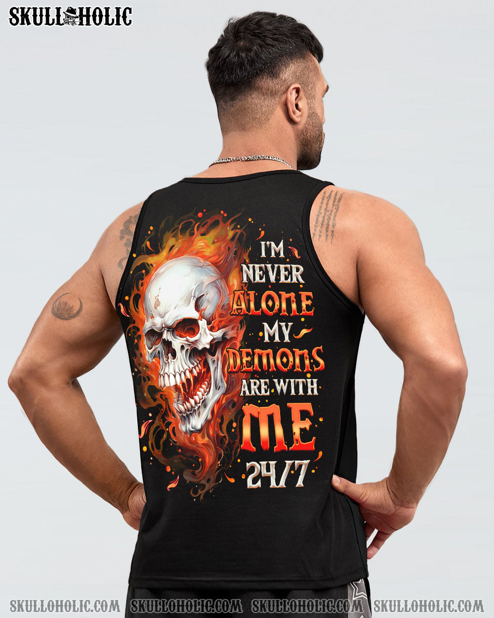 I'M NEVER ALONE SKULL FIRE BLACK ALL OVER PRINT - TLNO0402254