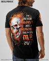 I'M NEVER ALONE SKULL FIRE BLACK ALL OVER PRINT