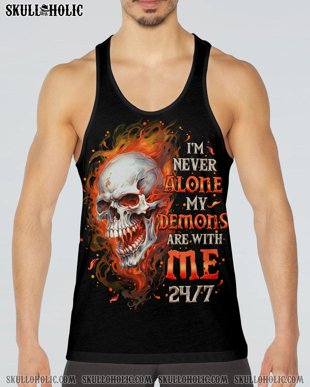 I'M NEVER ALONE SKULL FIRE BLACK ALL OVER PRINT - TLNO0402254