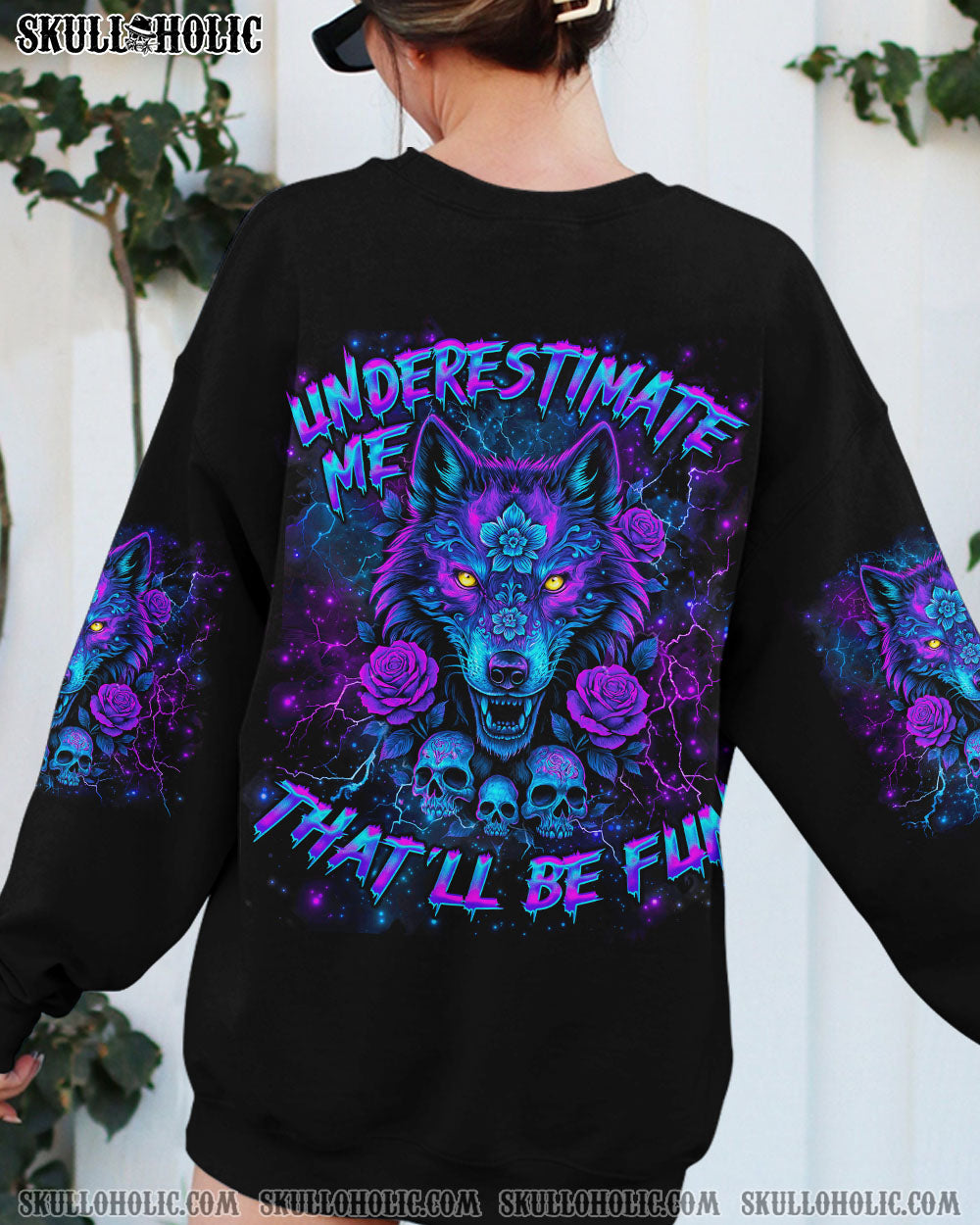 UNDERESTIMATE ME THAT'LL BE FUN WOLF SKULL  ALL OVER PRINT - TLNO0404251