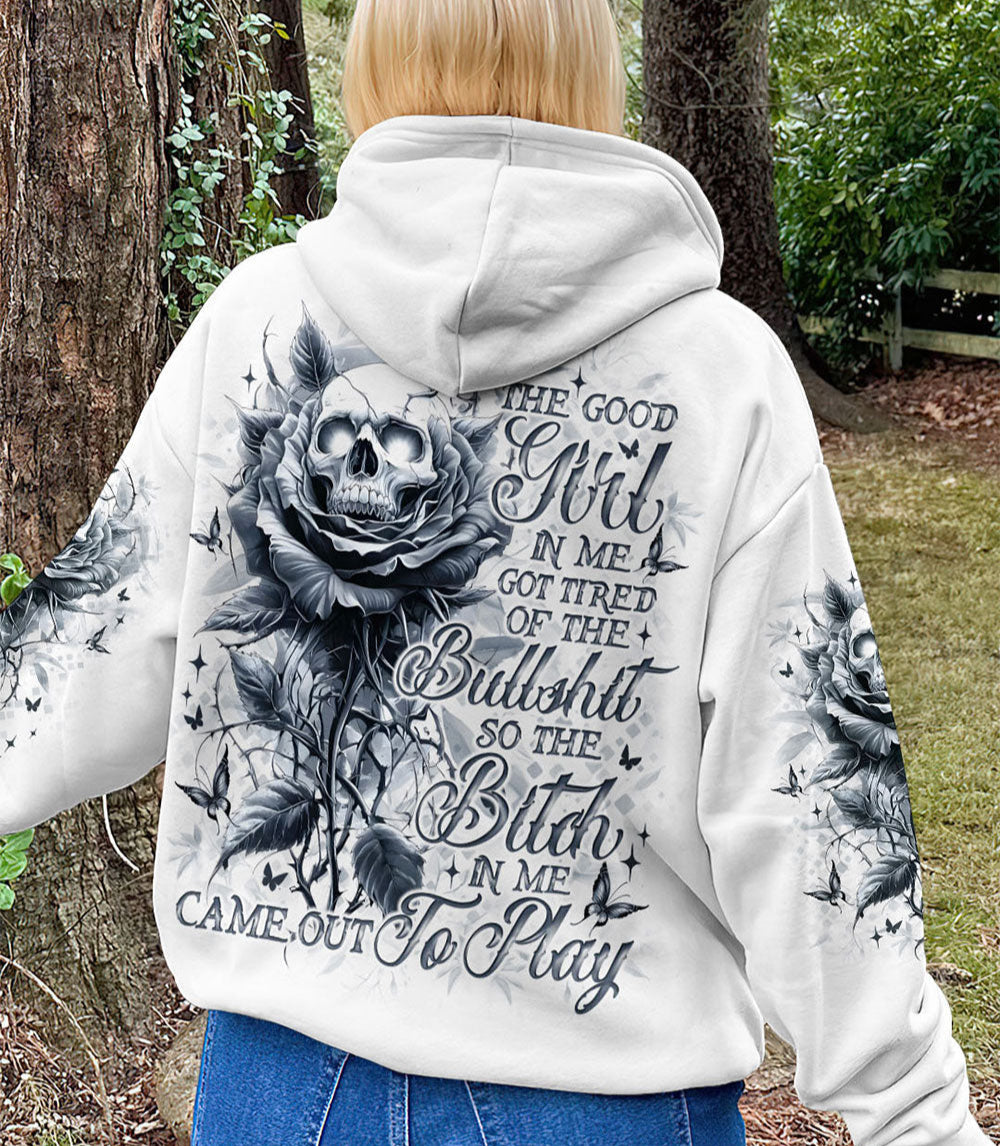 THE GOOD GIRL IN ME GOT TIRED SKULL MESSY BUN TIE DYE ALL OVER PRINT - TLNO06023251