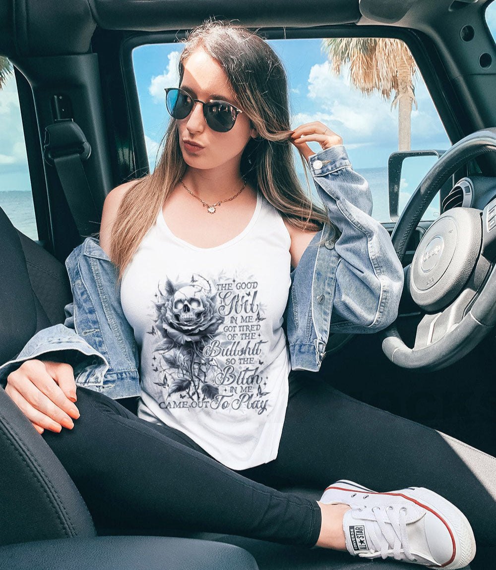 THE GOOD GIRL IN ME GOT TIRED SKULL MESSY BUN TIE DYE ALL OVER PRINT - TLNO06023251