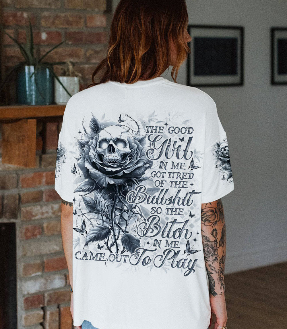 THE GOOD GIRL IN ME GOT TIRED SKULL MESSY BUN TIE DYE ALL OVER PRINT - TLNO06023251