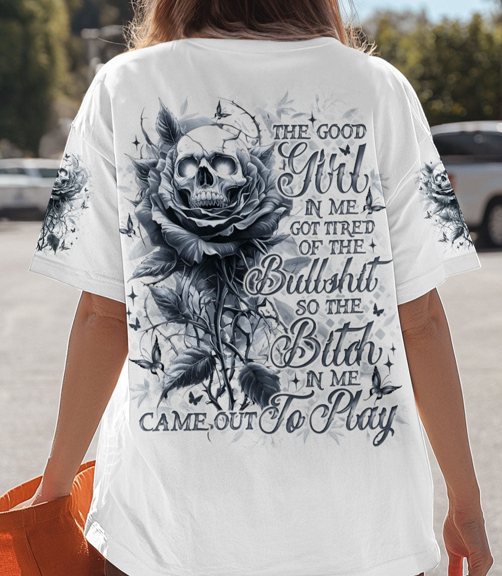 THE GOOD GIRL IN ME GOT TIRED SKULL MESSY BUN TIE DYE ALL OVER PRINT - TLNO06023251