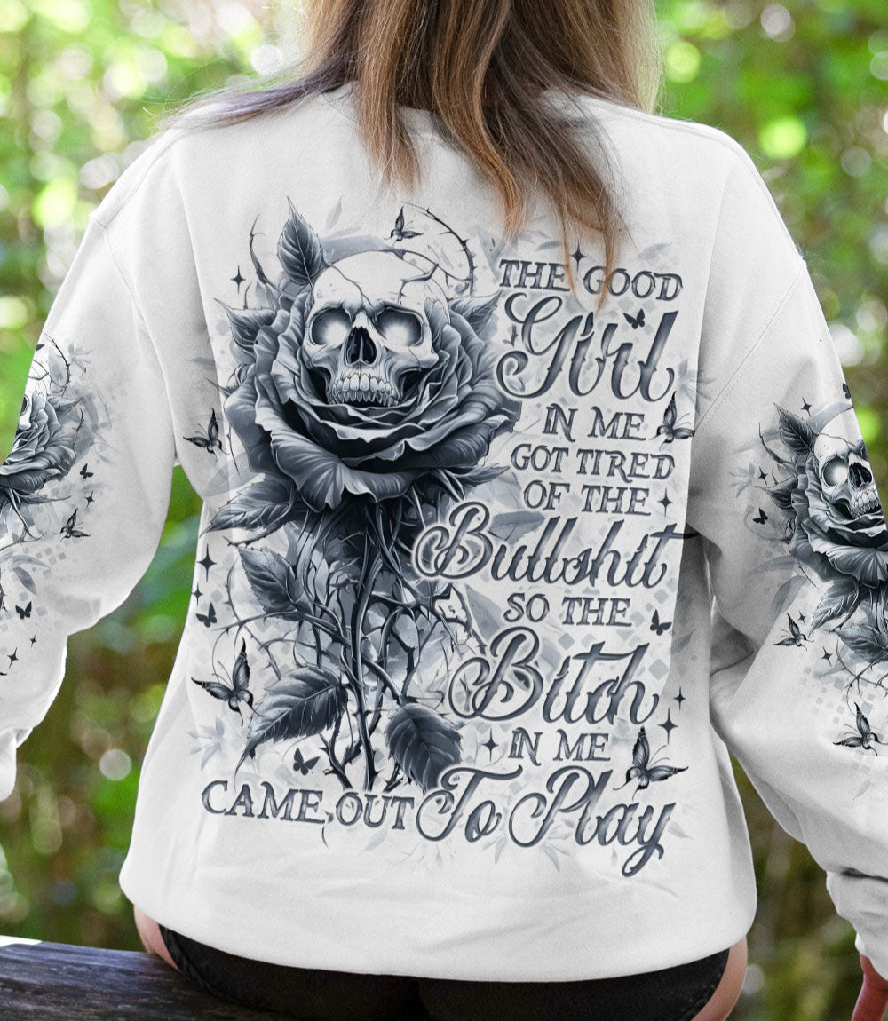 THE GOOD GIRL IN ME GOT TIRED SKULL MESSY BUN TIE DYE ALL OVER PRINT - TLNO06023251