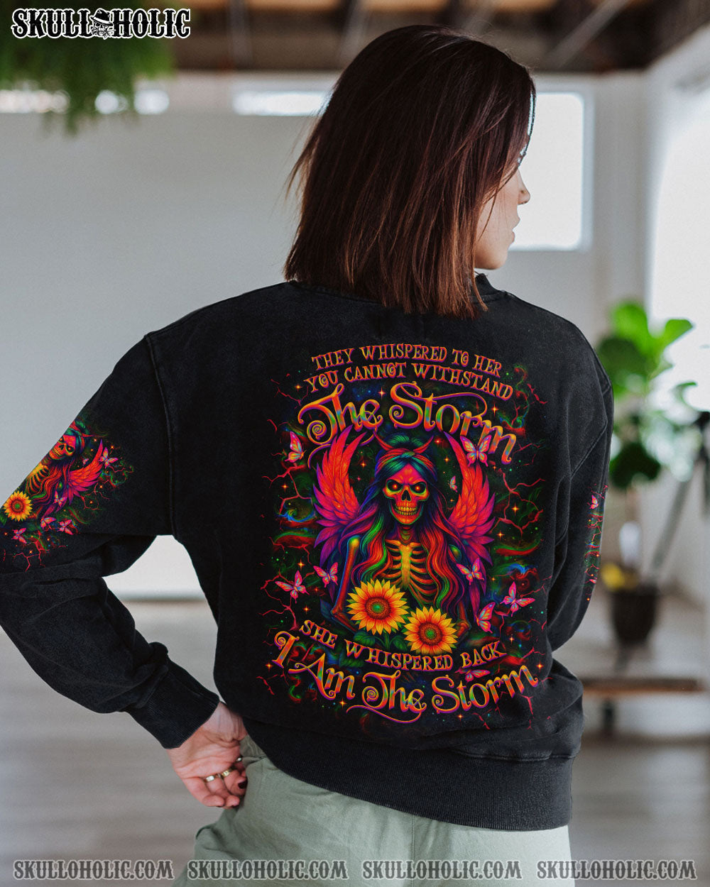 I AM THE STORM SKELETON WINGS SUNFLOWER ALL OVER PRINT - TLNO1204251