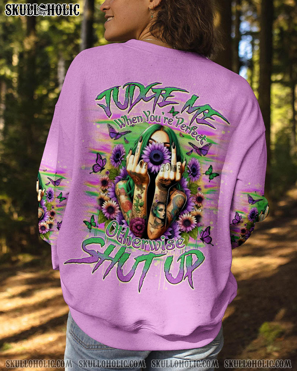 JUDGE ME WHEN SKULL LADY TATTOOED  ALL OVER PRINT - TLNO1404253