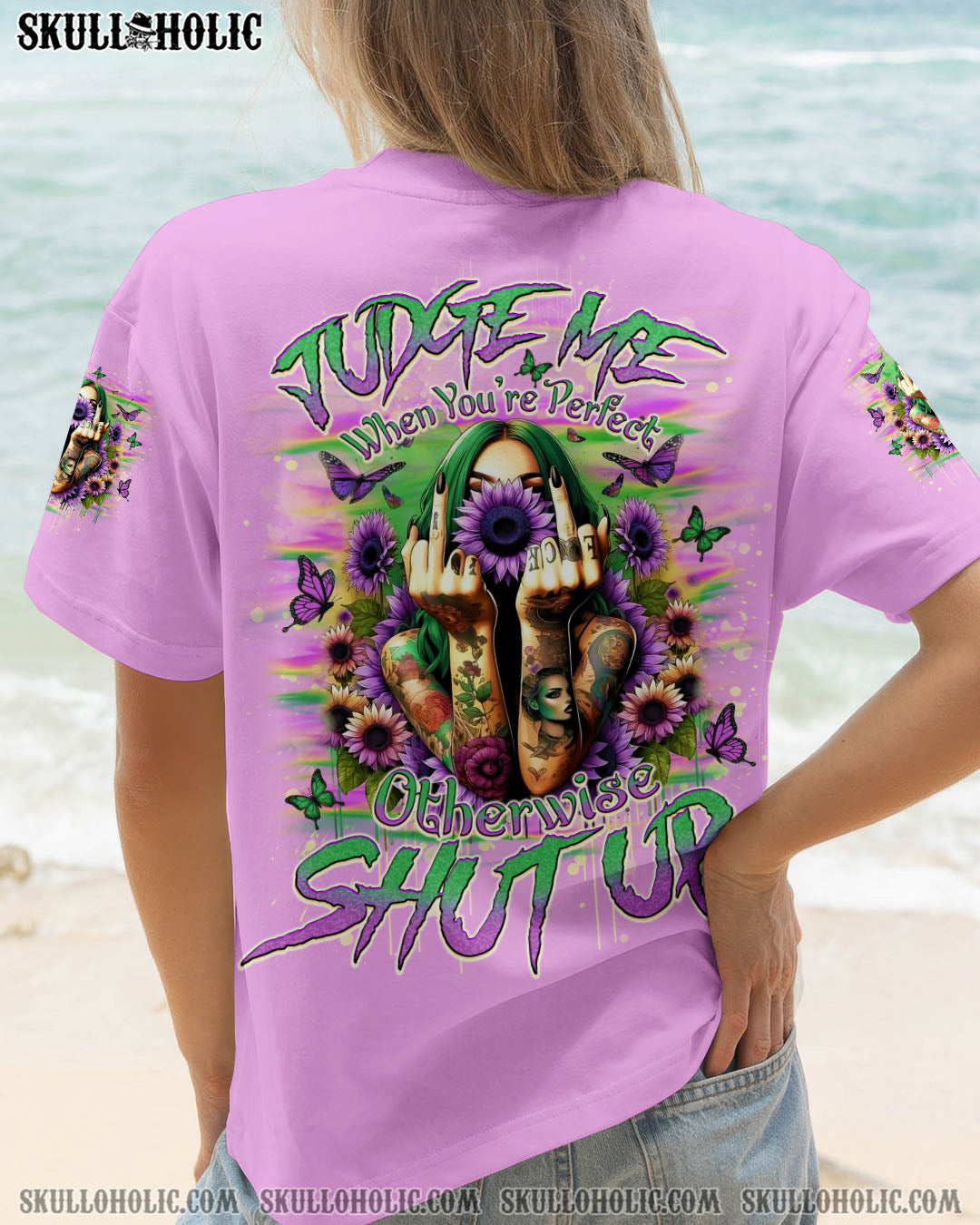 JUDGE ME WHEN SKULL LADY TATTOOED  ALL OVER PRINT - TLNO1404253