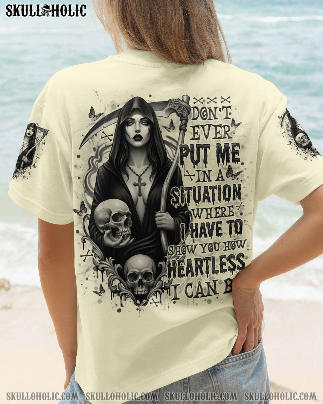 HOW HEARTLESS I CAN BE SKULL LADY ALL OVER PRINT   - TLNO1704251