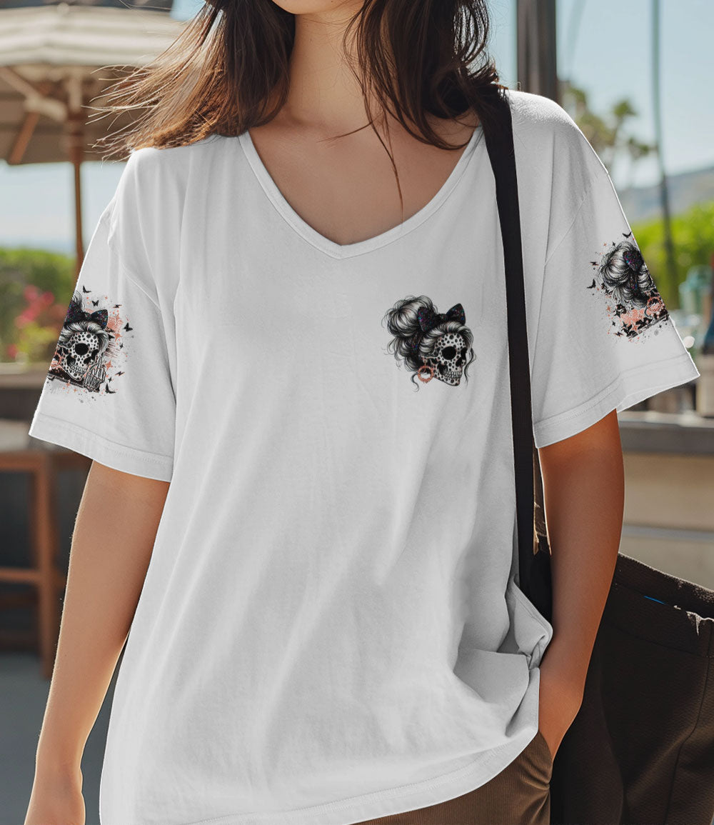 BUT DID YOU DIE MOM LIFE SKULL MESSY BUN ALL OVER PRINT - TLNO1903252