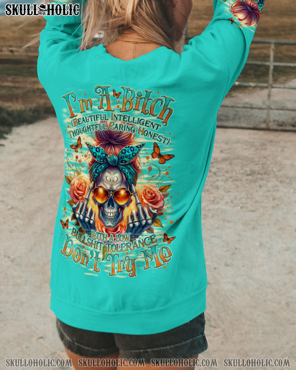 I'M A B DON'T TRY ME MESSY BUN ALL OVER PRINT - TLNO2005241