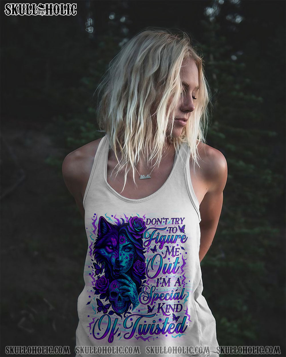 DON'T TRY TO FIGURE ME OUT SKULL WOLF ALL OVER PRINT - TLNO2104251