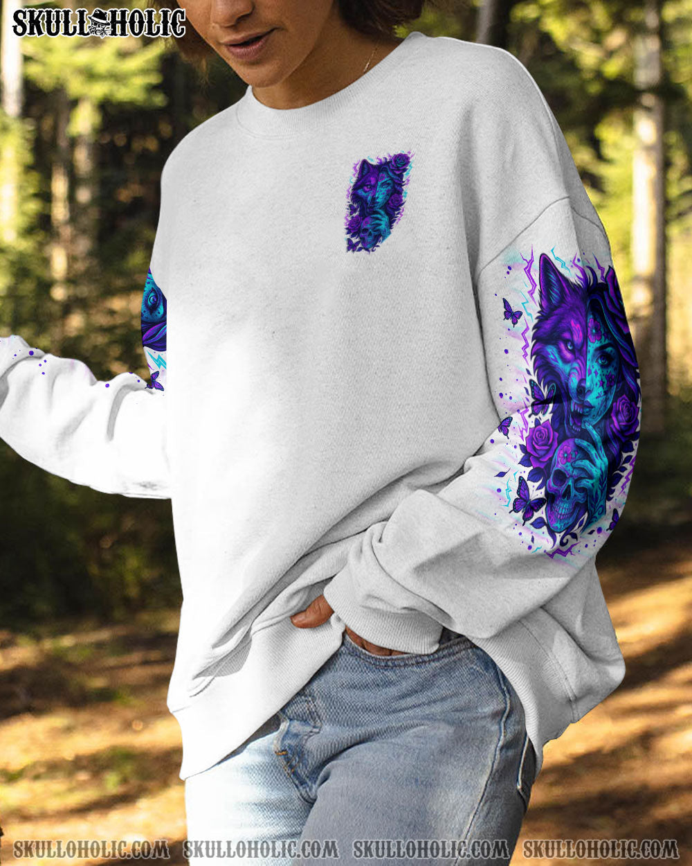 DON'T TRY TO FIGURE ME OUT SKULL WOLF ALL OVER PRINT - TLNO2104251