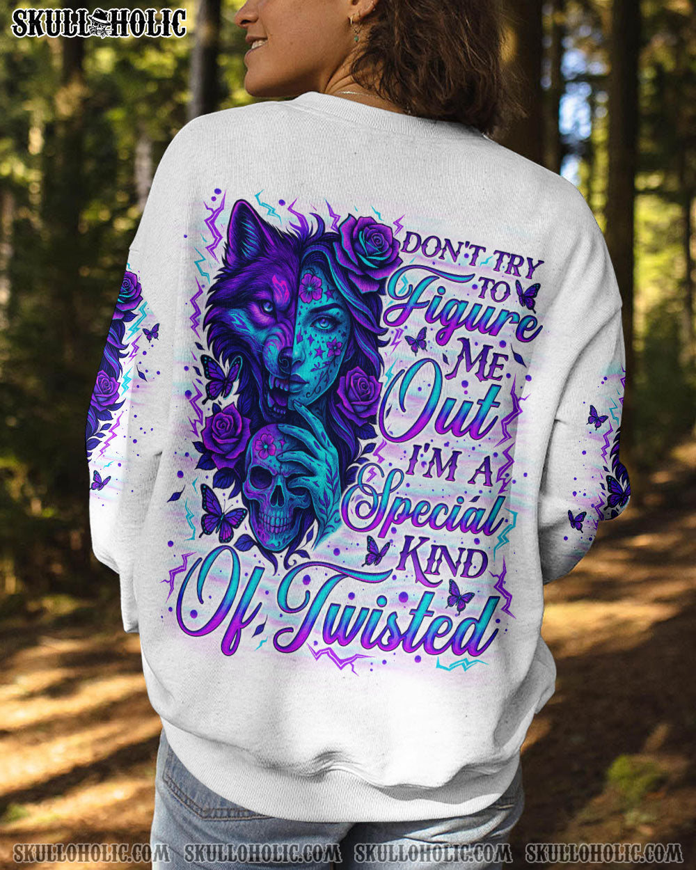 DON'T TRY TO FIGURE ME OUT SKULL WOLF ALL OVER PRINT - TLNO2104251