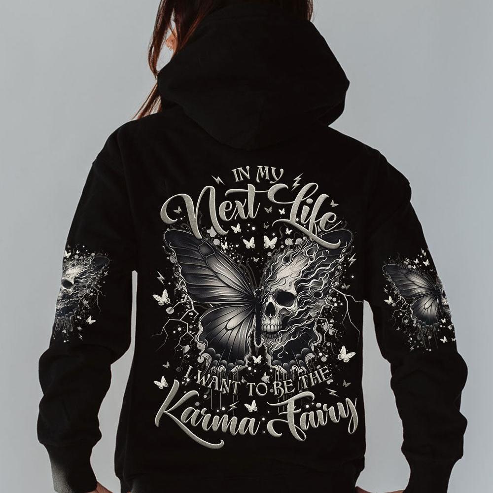 KARMA FAIRY SKULL SKULL BUTTERFLY BLACK ALL OVER PRINT - TLNO2409241